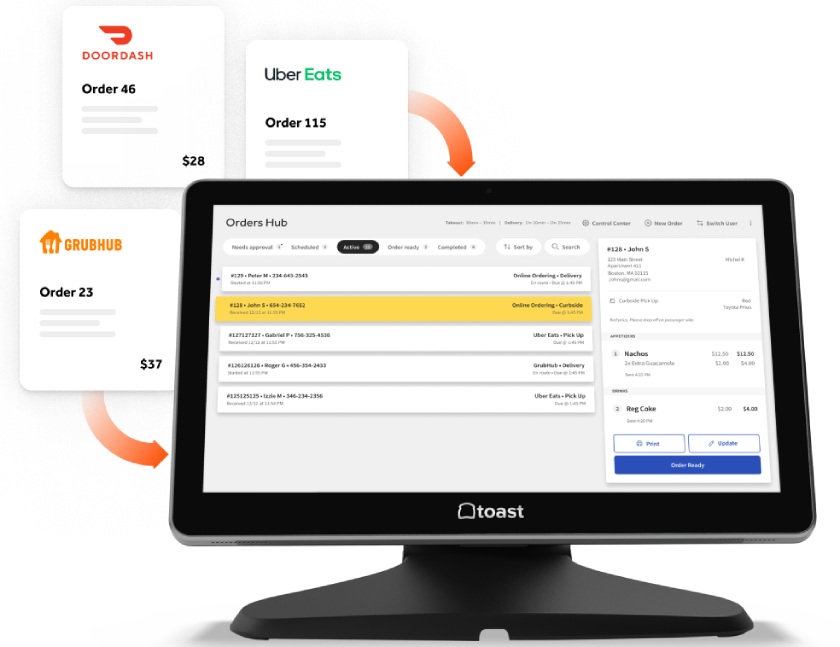 Toast can integrate with many third-party apps for easier order management.