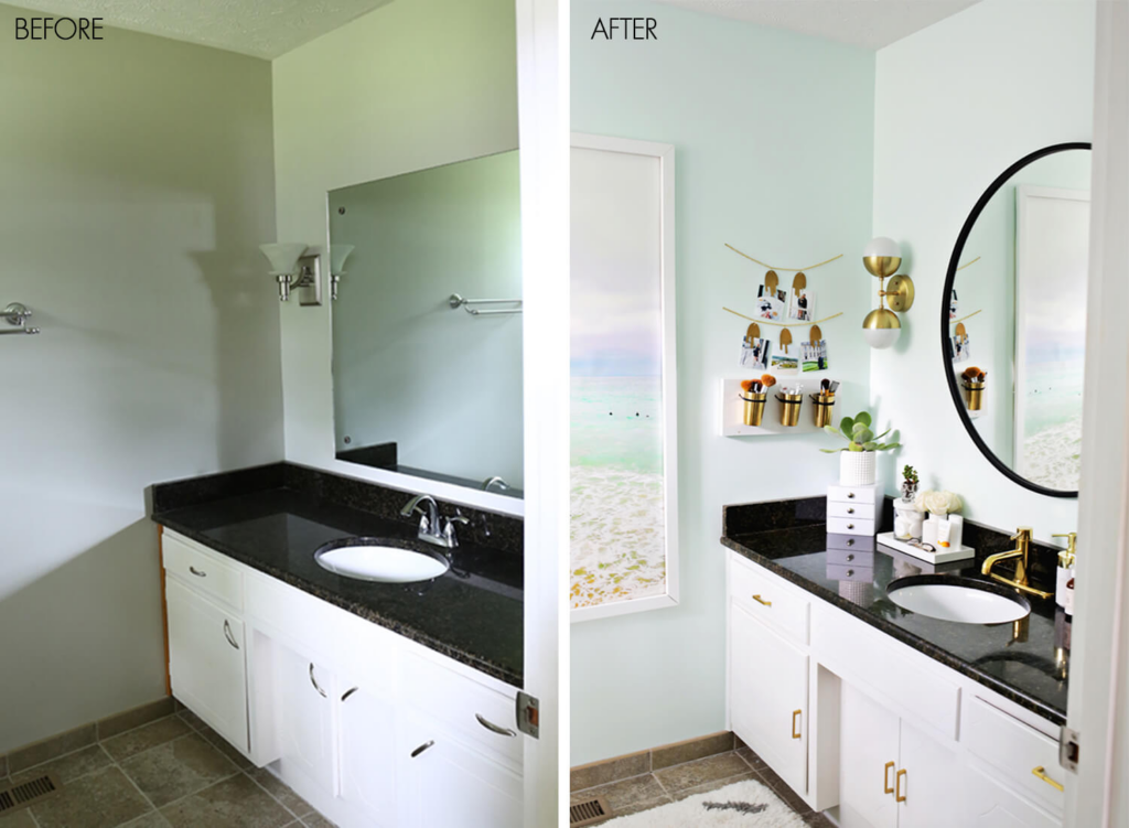 Bathroom faucet upgrade before and after