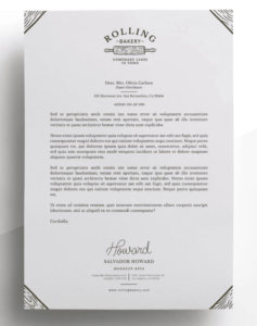A letterhead from a bakery business with hand-drawn design elements.