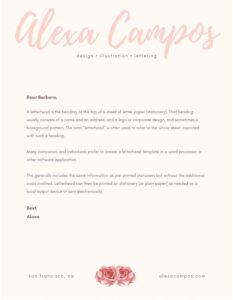 A letterhead from a content creator with a signature as the header.