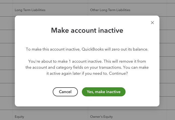 Image showing the warning when a user makes an account with non-zero balance as inactive