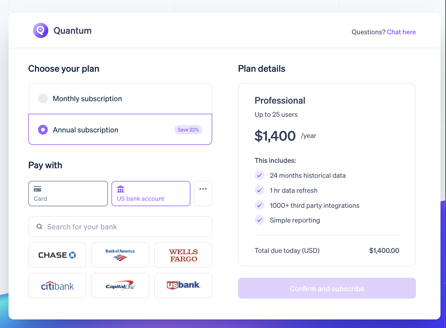 Stripe payment processing features.