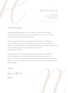 A letterhead with the sender's initials watermarked on the page.