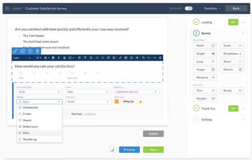 Nextiva customer satisfaction survey template.
