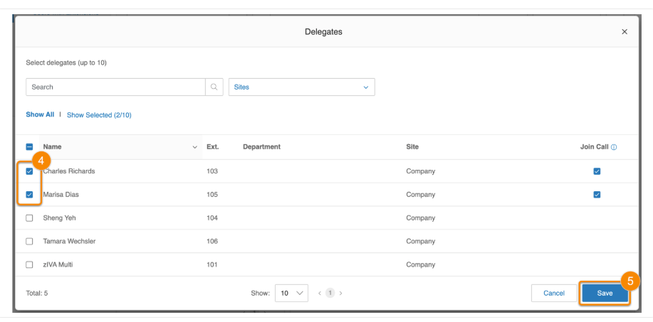 RingCentral dashboard featuring call delegation assignments.Show less