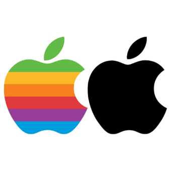 Apple's Logo in color and in silhouette