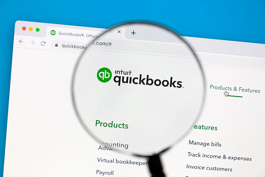 Intuit Quickbooks website on a computer screen.