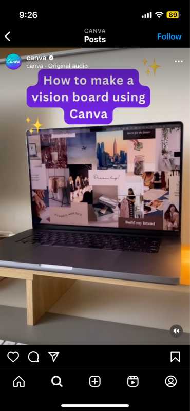 Video by Canva on Instagram with a tutorial on making a vision board.