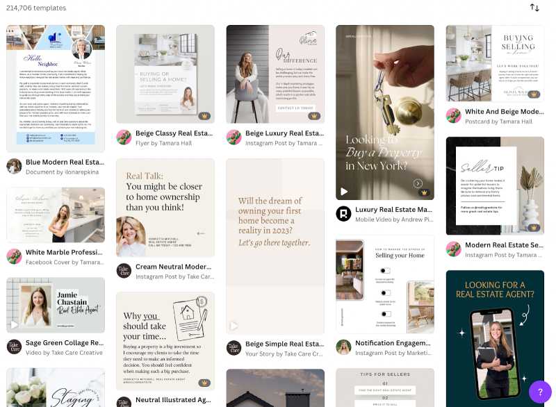Example of Canva templates for real estate marketing.