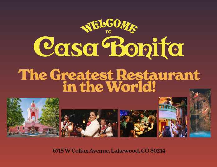 Casa Bonita photos showing the building, dining, and entertainment
