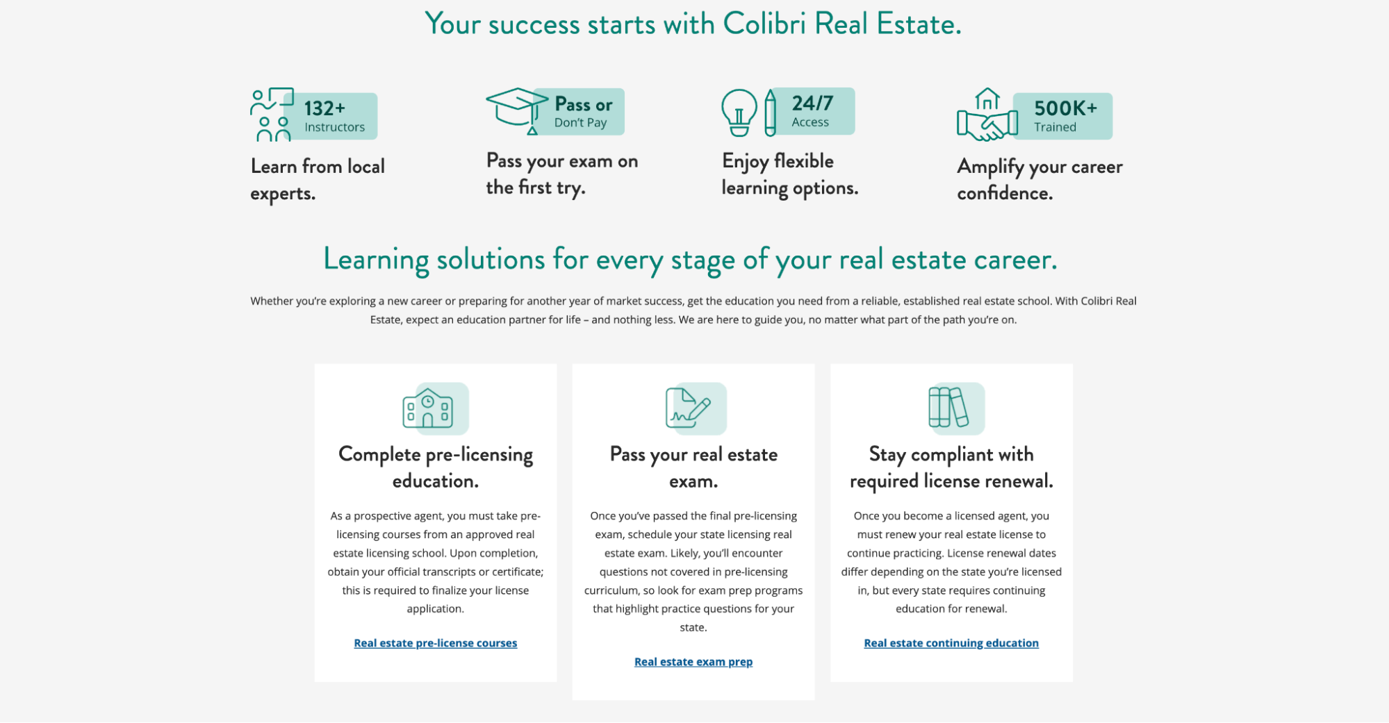 Screenshot of Colibri Real Estate's Home page
