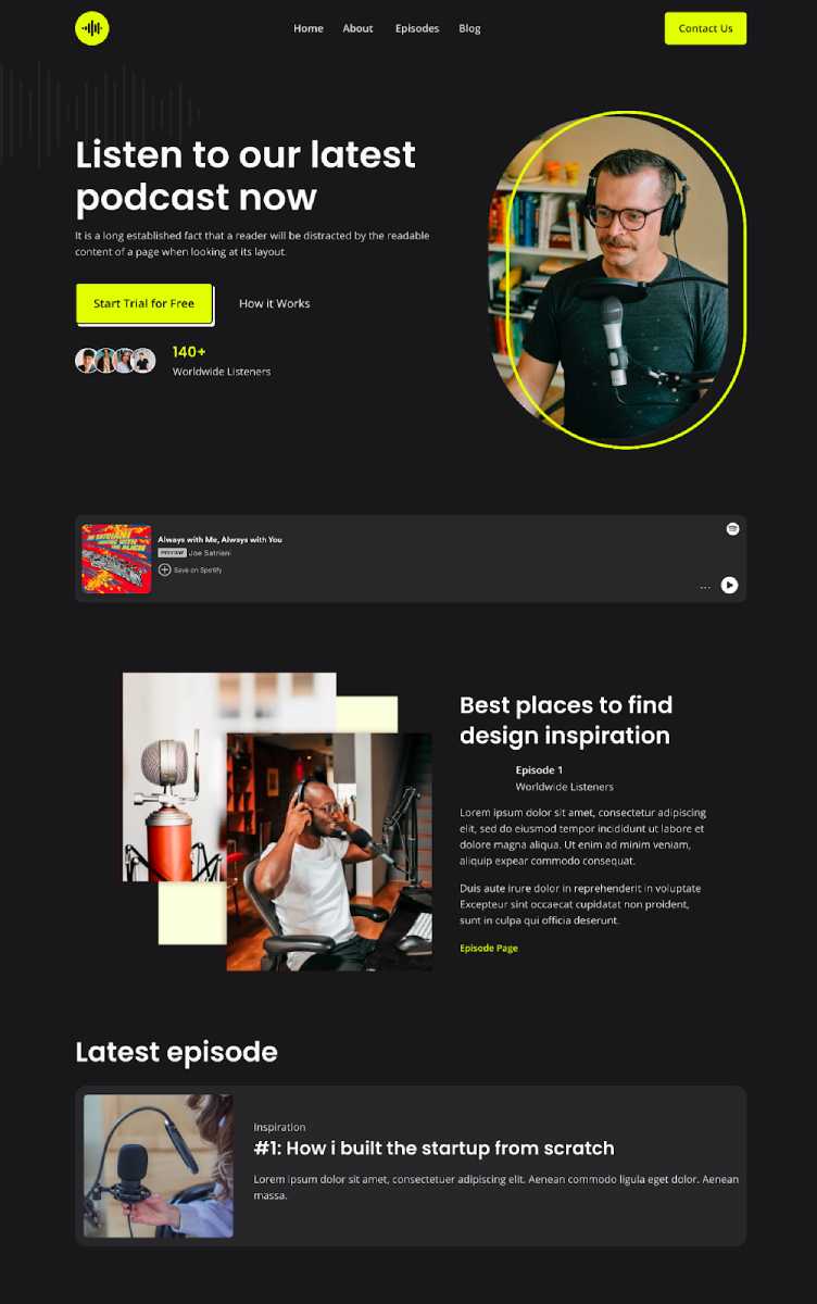 Website template for a podcast by Dorik.