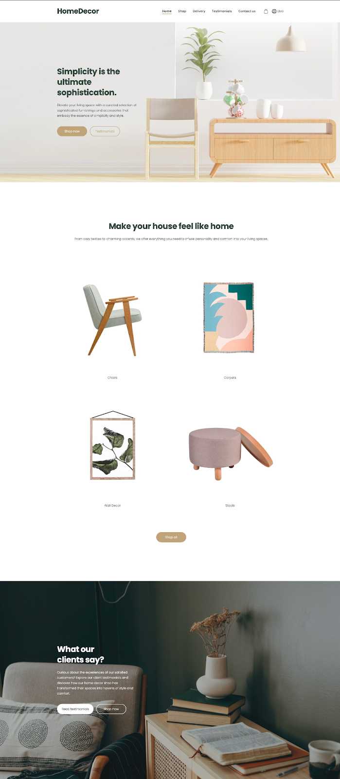 Template for a website with an online store by Mozello.