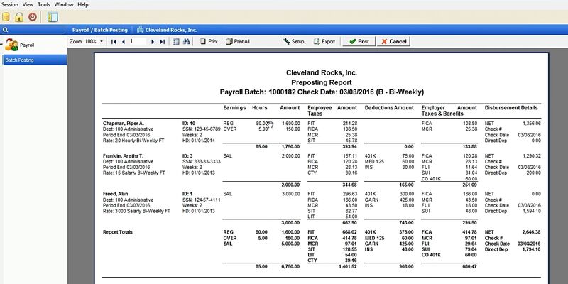 The payroll reports from Payroll4Free.