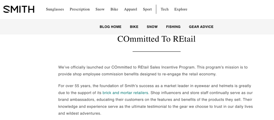 Smith Optic's affiliate program outlined on its website.