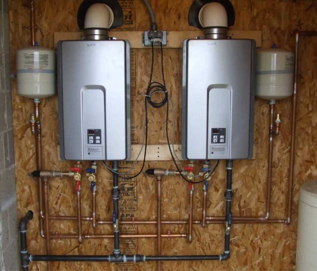 Sample of an installed tankless water heater.