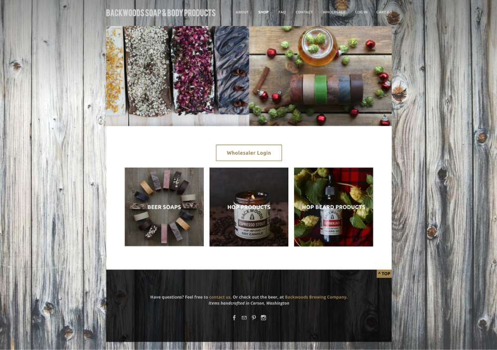 Sample website for an online home goods store by Weebly.