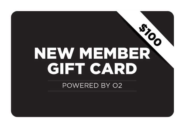 New member gift card black card with $100 banner.