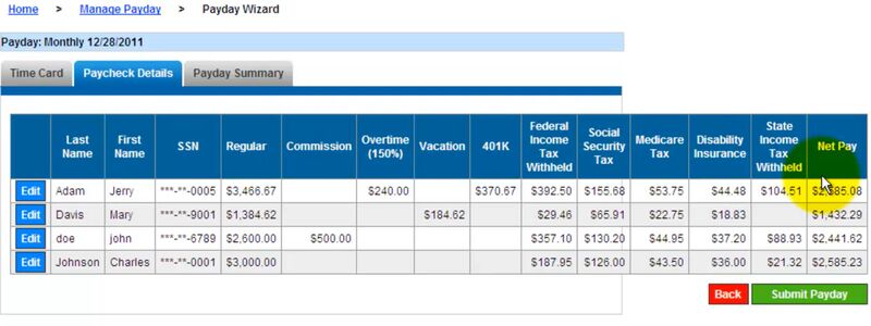 ePaycheck screen showing that you can view and edit payroll information.