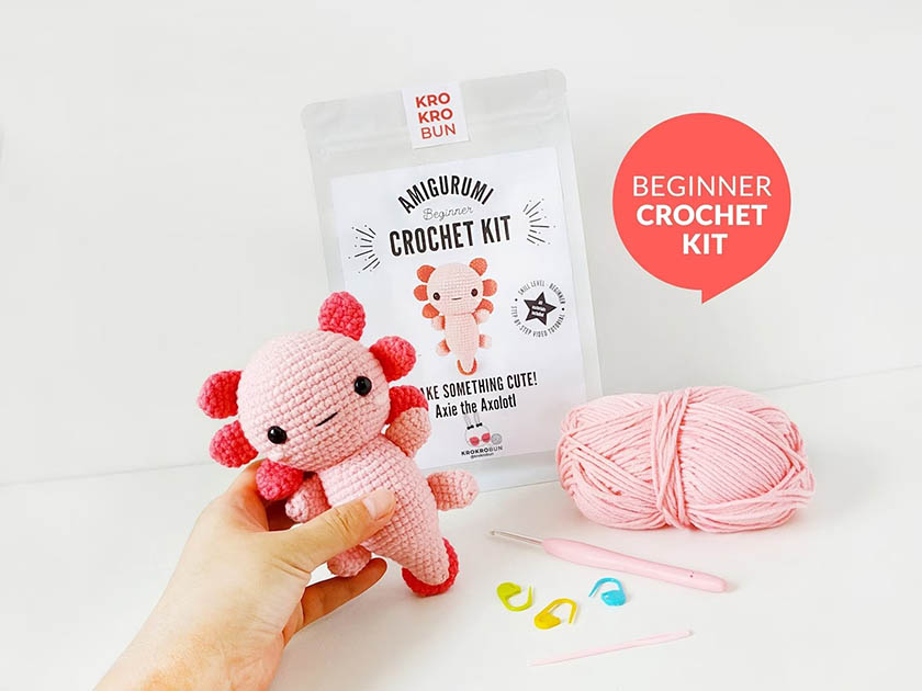 Amigurumi animal beginner crochet kit.