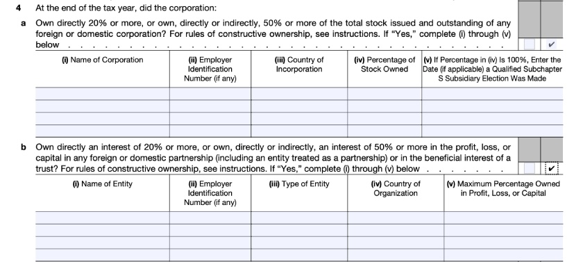 Form 1120-S, Schedule B, Question 4.