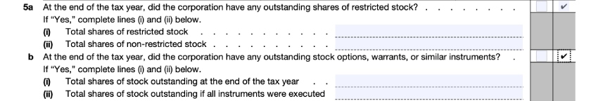 Form 1120S, Schedule B, Question 5.