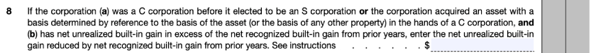 Form 1120S, Schedule B, Question 8.