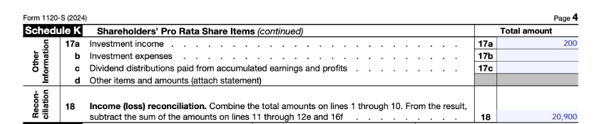 Form 1120S, Schedule K (2 of 2).