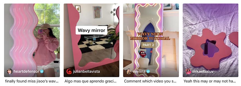 Wavy mirror video examples found in TikTok.