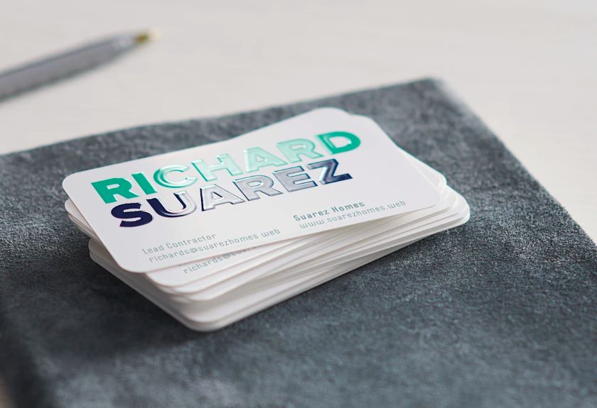 Embossed business card examples from Vistaprint