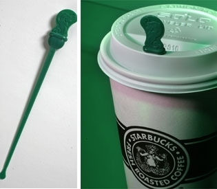 Starbucks splash stick and takeout cup