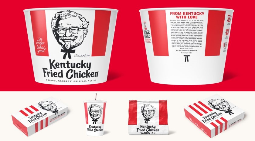 Various types of packaging used by Kentucky Fried Chicken