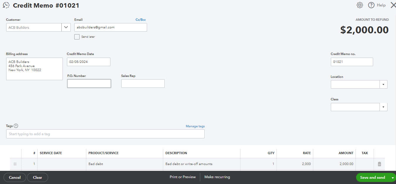 How to write off bad debt in quickbooks online