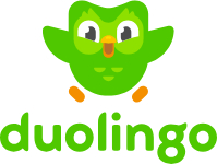 The Duolingo app's brand logo with its icon and wordmark.