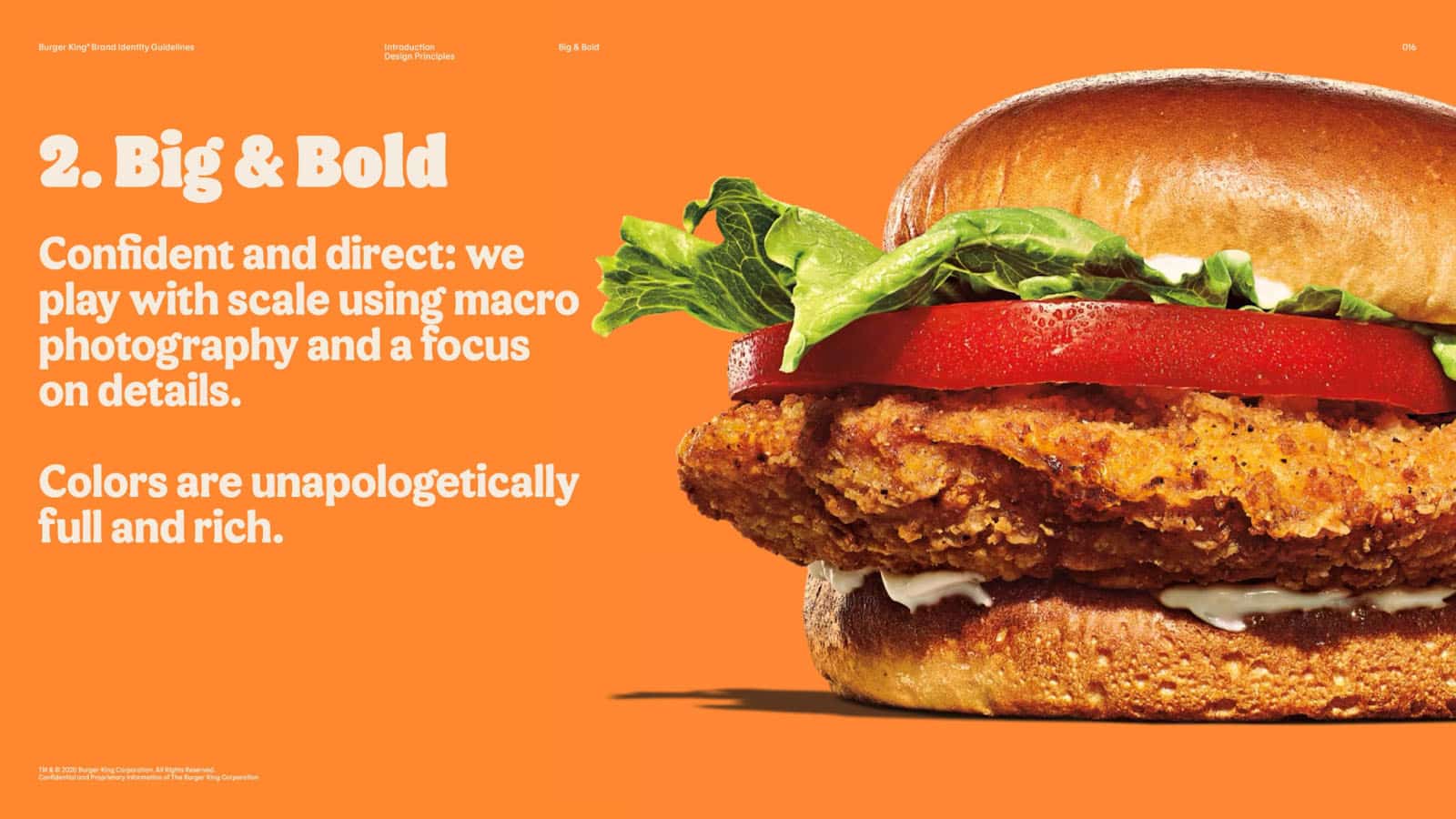Burger King's Brand Guidelines include bold graphics and colors.