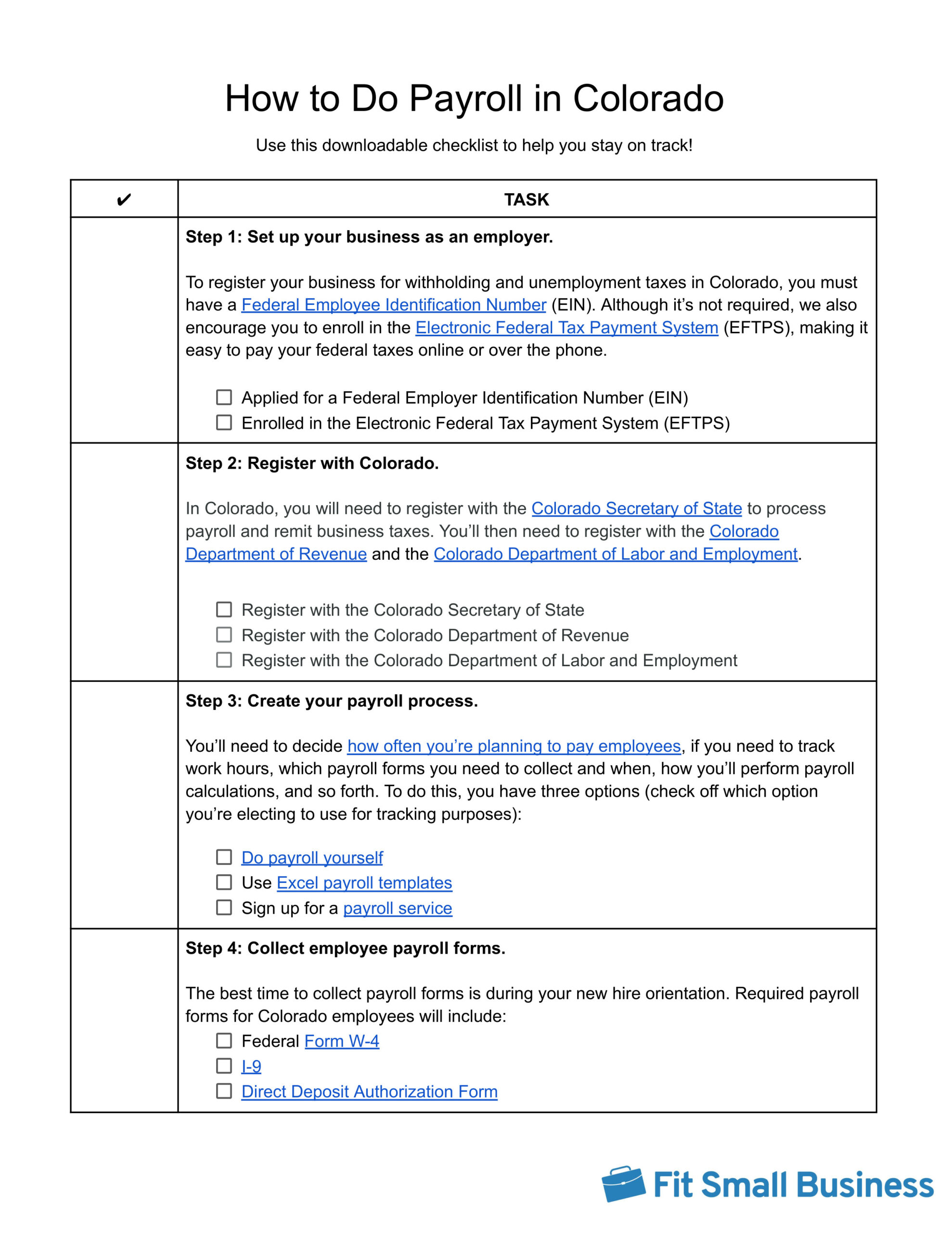 Screenshot of Downloadable Checklist Colorado