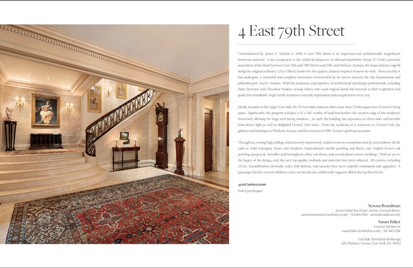 A page on Sotheby’s Realty digital flipbook showcasing 4 East 79th Street