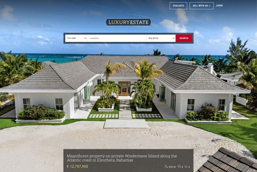 Luxury Estate’s website homepage