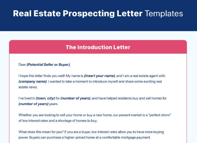 Screenshot of Real Estate Prospecting Letter Templates