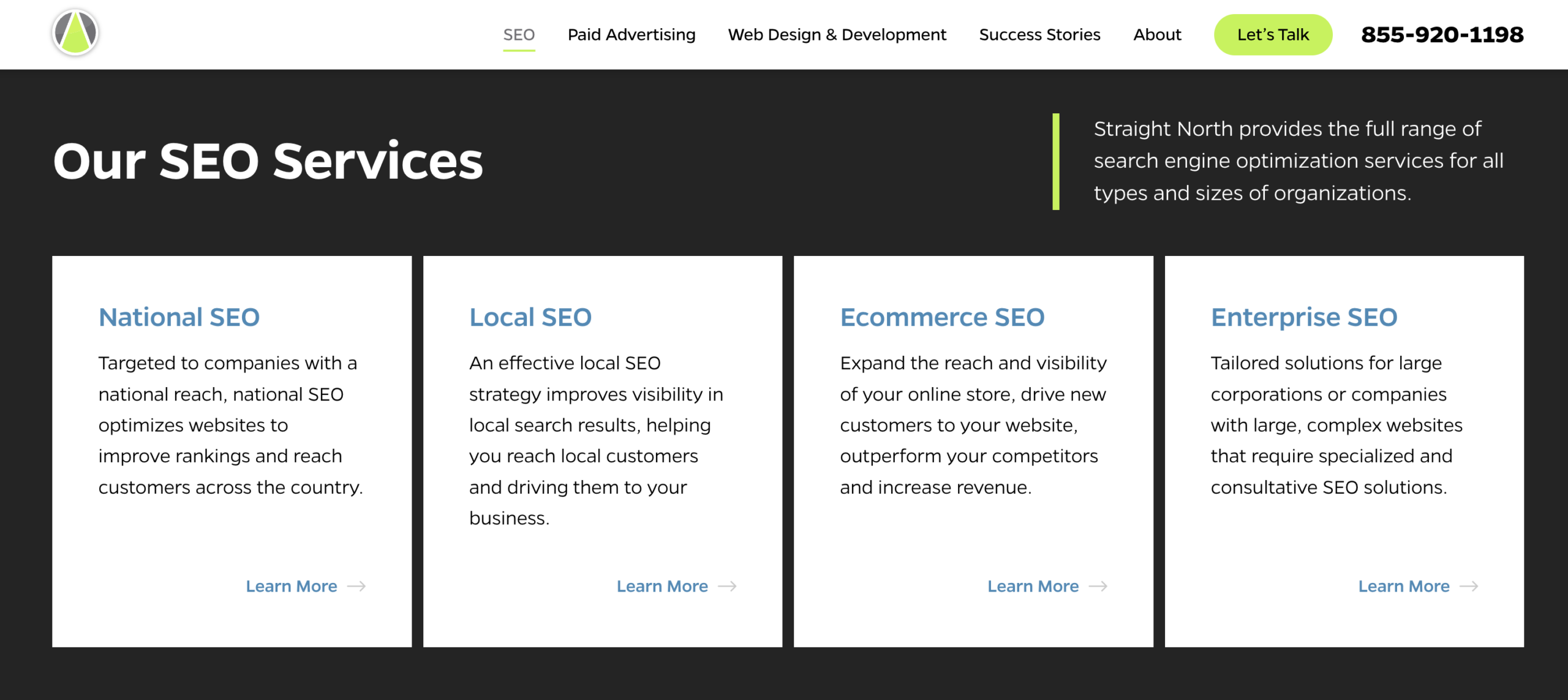 Straight North’s broad range of SEO services.