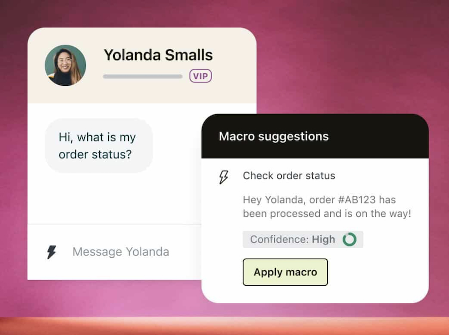 An example of Zendesk AI chatbot showing agents key insights and suggested actions for a customer issue.