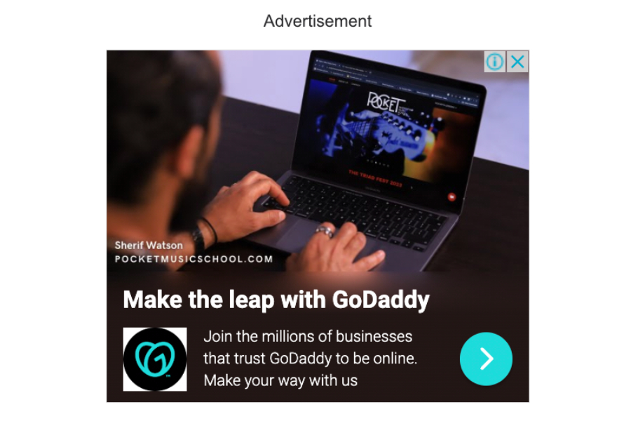 Google image ad from GoDaddy targeting previous website visitors