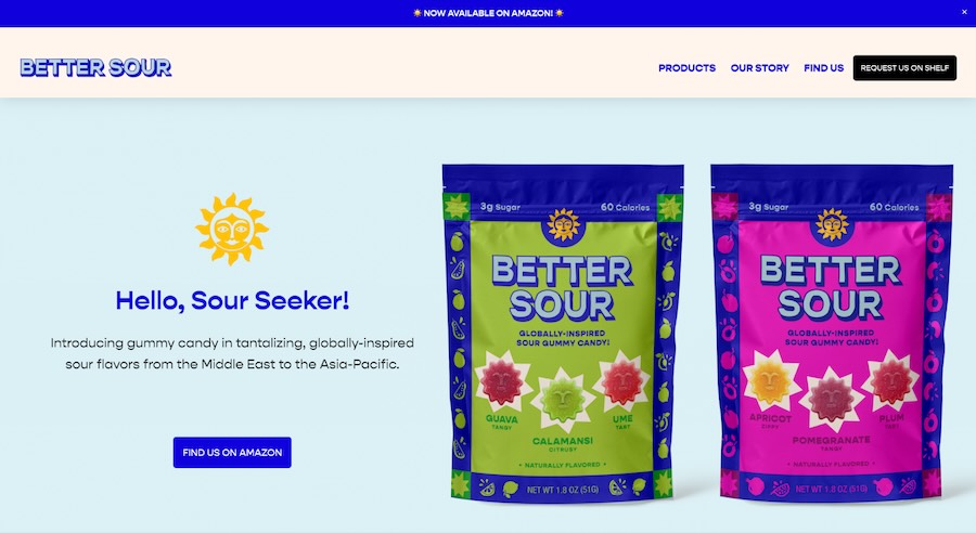 Screenshot of Better Sour's website home page.