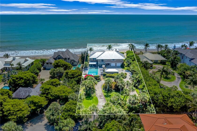 Aerial view of a beachfront property