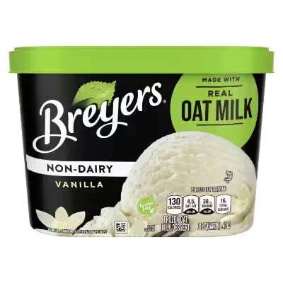 Tub of Breyers non-dairy vanilla ice cream
