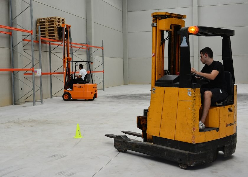 Forklift operator practicing his skills. Photo by amiset on Pixabay