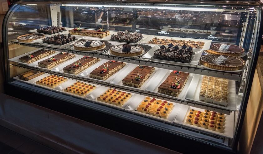 Sweets on display at a bakery. photo by haraiianbarbee on Pixabay