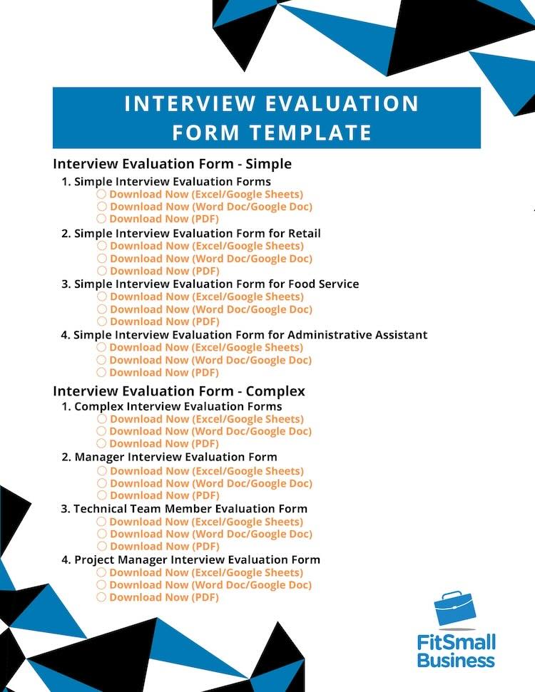 Interview evaluation form templates.