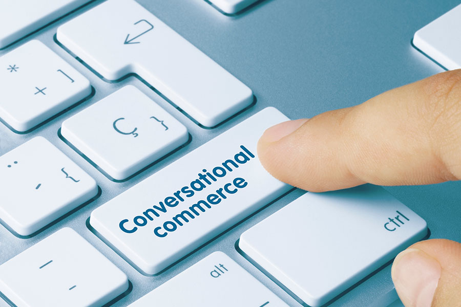 Image showing keyboard with conversational commerce word.