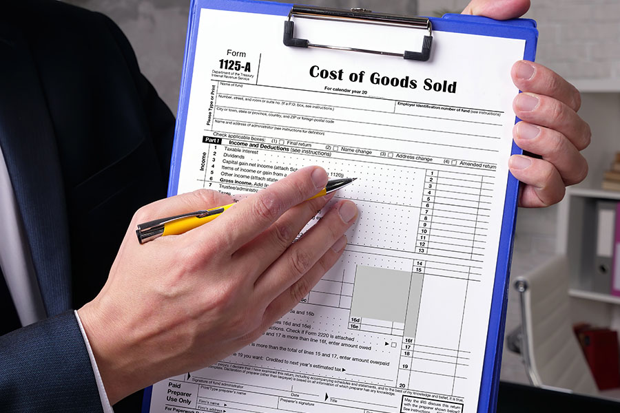 Business concept meaning Form 1125-A Cost of Goods Sold with inscription on the sheet.